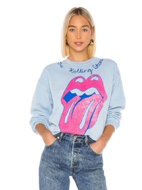 Madeworn The Rolling Stones Chainstitch Sweatshirt in Blue Haze Size Medium